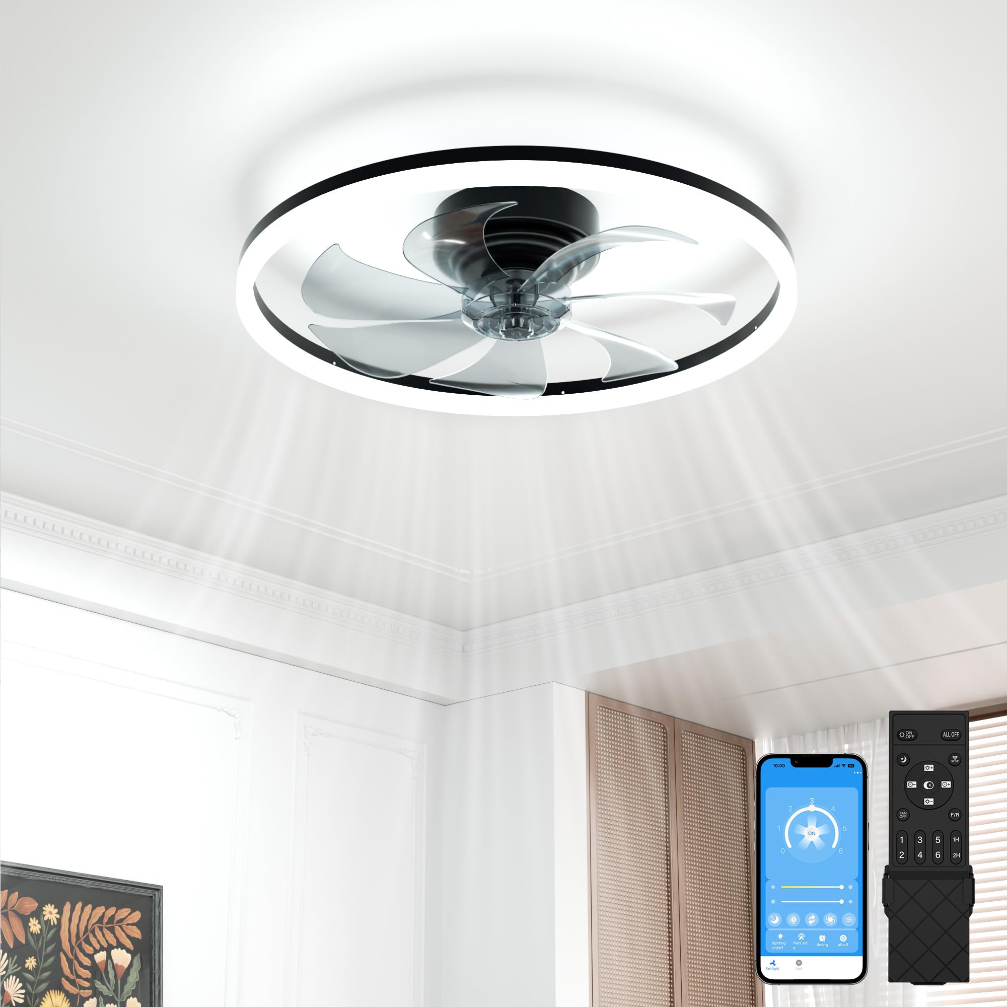 VOLISUN 20-inch Low Profile Ceiling Fan
