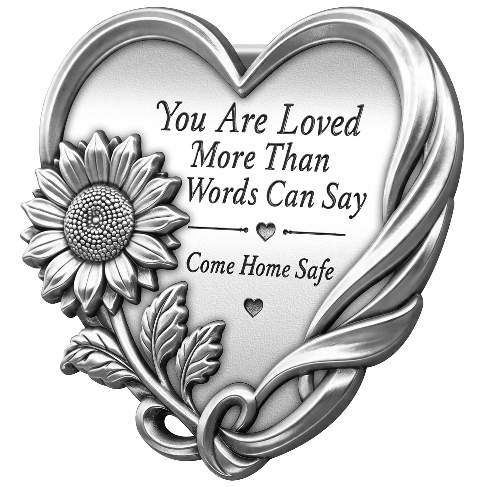 Heart-Shaped Visor Clip, Car Visor Clips Medal Driving Safety Prayer Bless Gift for Family Friends and New Driver (1PCS)