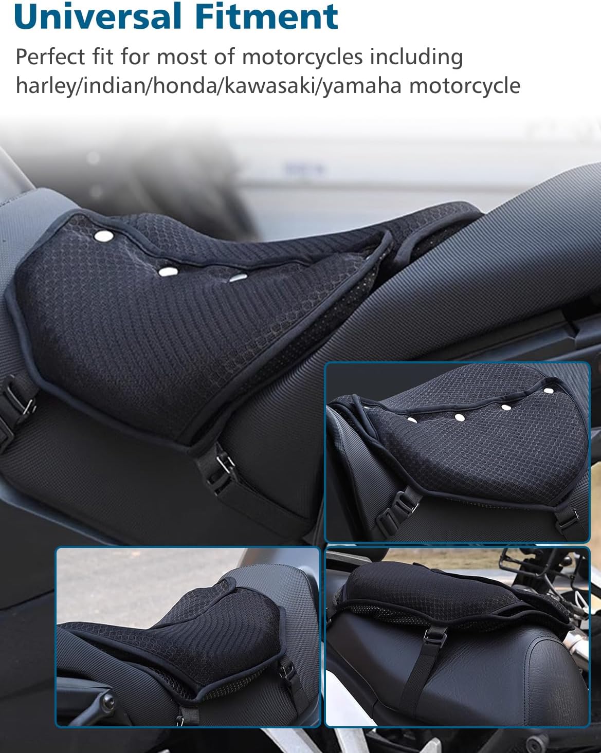 SUNPIE Motorcycle Gel Seat Pad Universal Motor Bike Seat Cover with Sun Protection Covers 3D Honeycomb Breathable Comfortable UV Resistance for Seat Height Adjustment &Vibration Reduction
