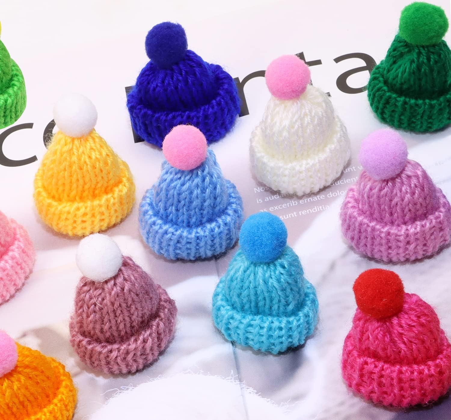 Christmas Mini Knitting Hats Penta Angel 20Pcs Assorted Color Small Santa Wool Yarn Doll Hats Bottle Caps for Christmas Tree Hanging Ornaments Snowmen Art and Craft DIY Hair Accessories (Mixed Color) image 3