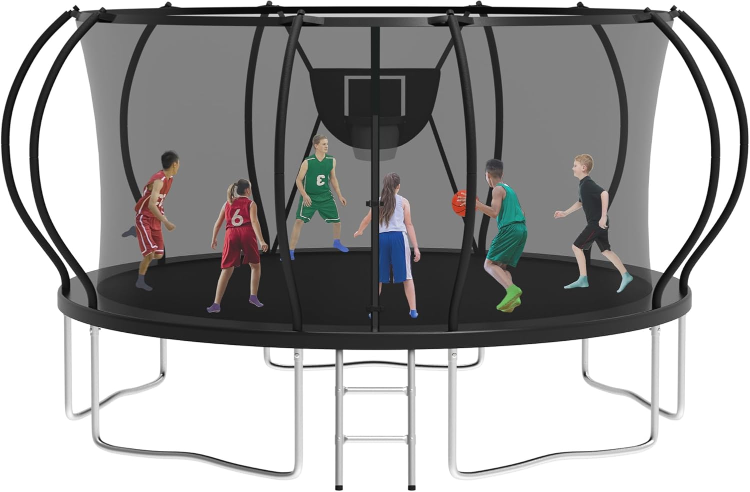 KOFUN Tranpoline Outdoor 16FT 14FT 12FT 10FT 8FT Tranpoline with Basketball Hoop 1500LBS & ASTM Approved & Easy Install, Recreational Tranpolines with Enclosure Net & Ladder for Kids and Adults