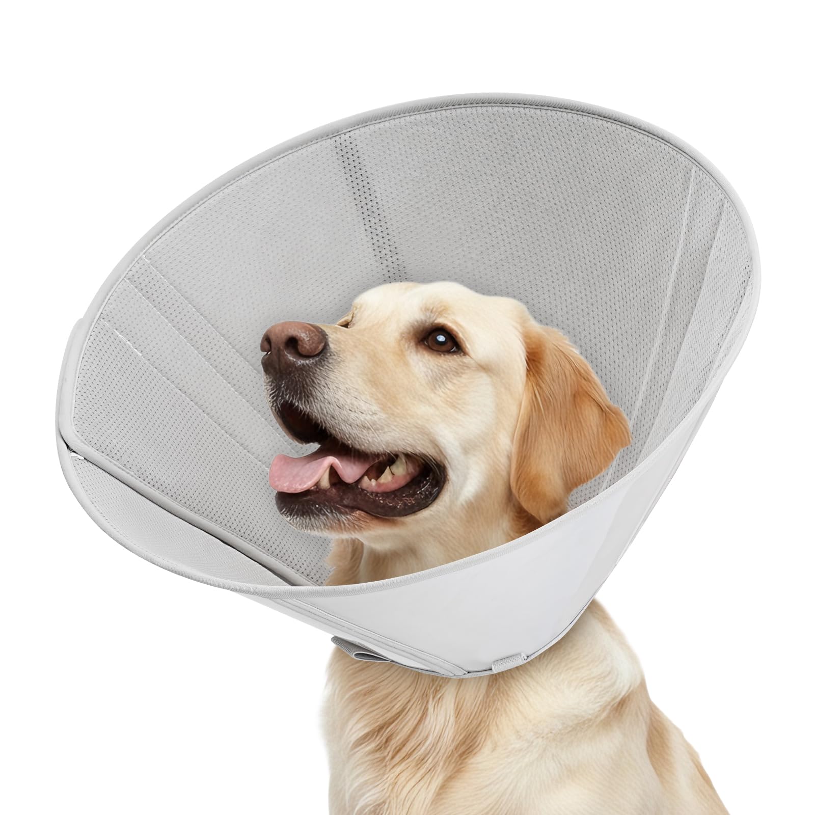 Supet Dog Cone Collar,Soft Padded Elizabeth Recovery,Adjustable Protective Cone to Stop Licking After Surgery,Neutering or Injury,Alternative Collar for Small, Medium & Large Dogs(Grey XS)