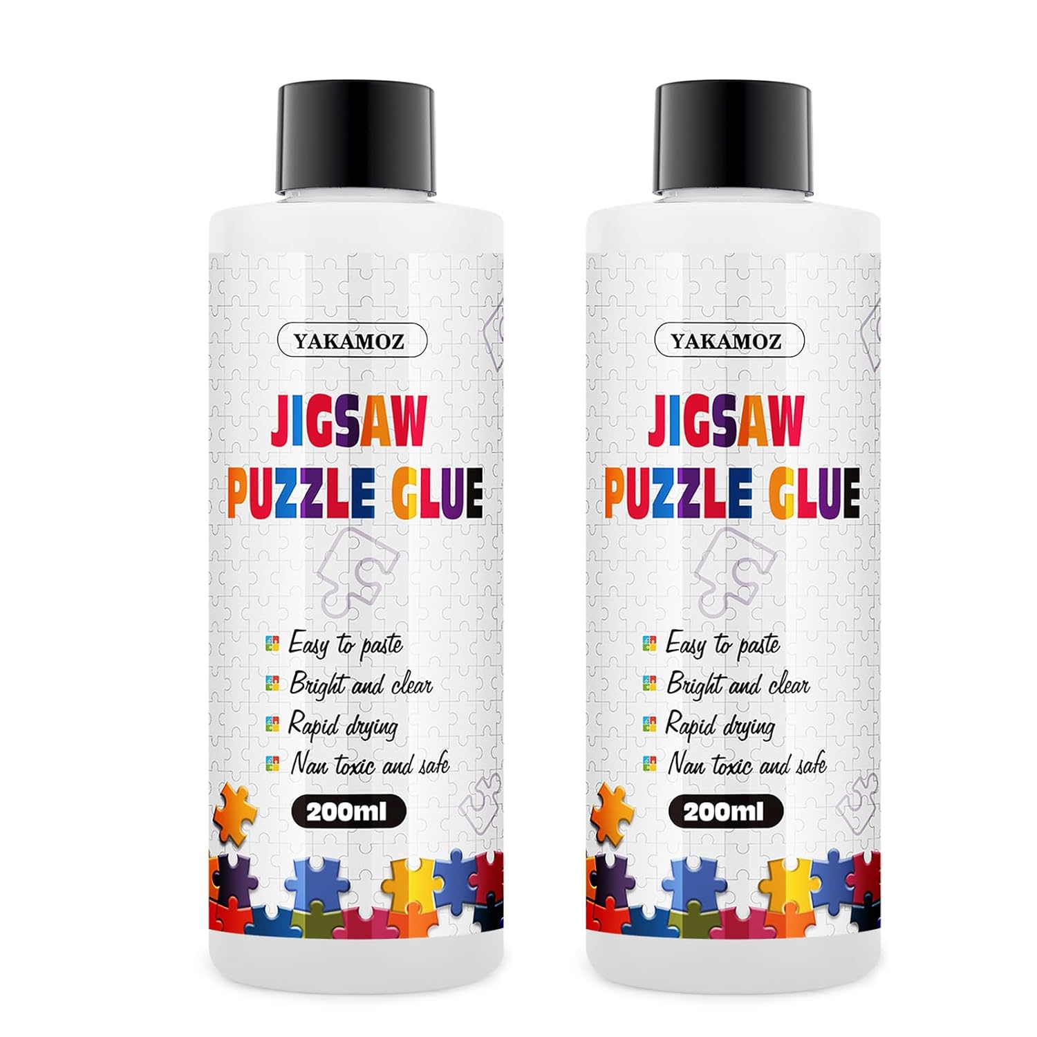 YAKAMOZ Clear Jigsaw Puzzle Glue with Precision Applicator – Non-Toxic, Quick Dry & Water-Soluble for Puzzles up to 10000 Pieces (400ML)