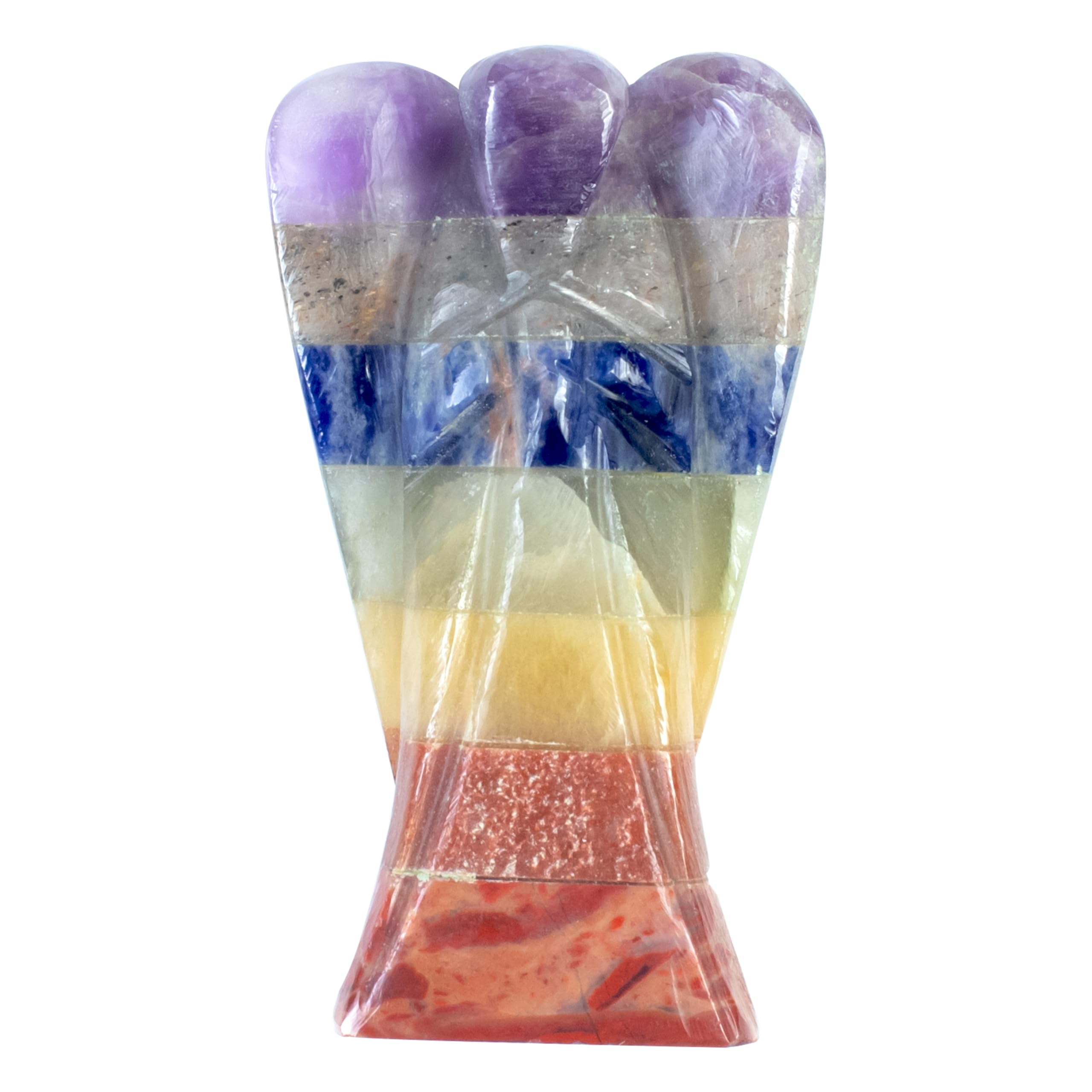 Crocon® Seven Chakra Healing Crystal Gemstone Pocket Angel Hand Carved Feng Shui Figurine Peace Reiki Guardian Good Luck Statue Worry Stone Spiritual Ornaments Prayer Gift 2-2.5 Inch — image 1