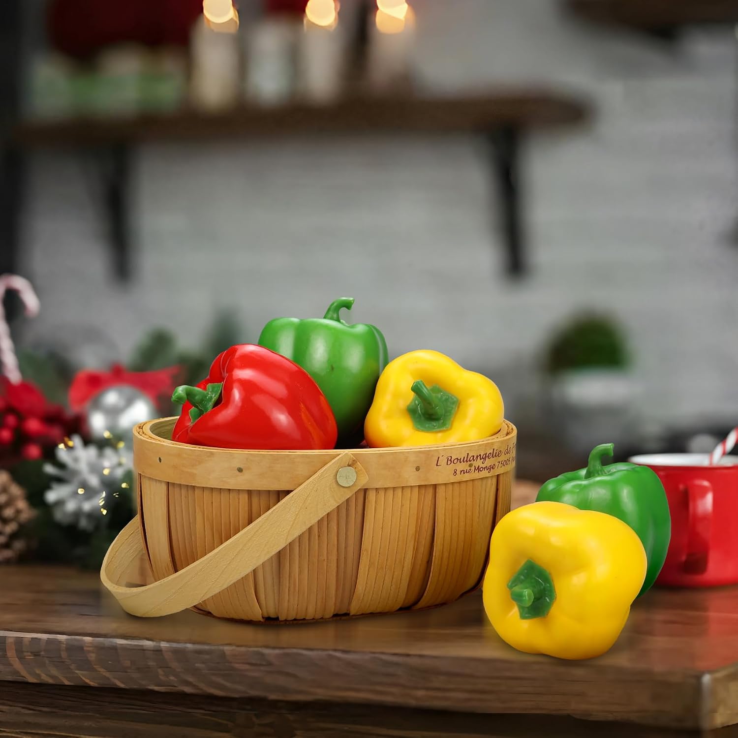6 Pcs Fake Bell Peppers, Fake Vegetables for Decoration, Artificial Bell Pepper Kitchen Decor Realistic Faux Veggies Props, Red Green Yellow Fake Peppers