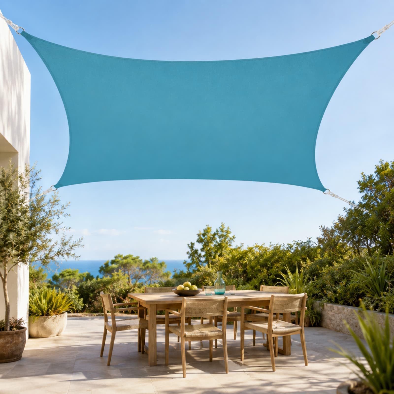 Voile d'ombrage extérieur carré 4x4m imperméable avec œillet protection UV terrasse