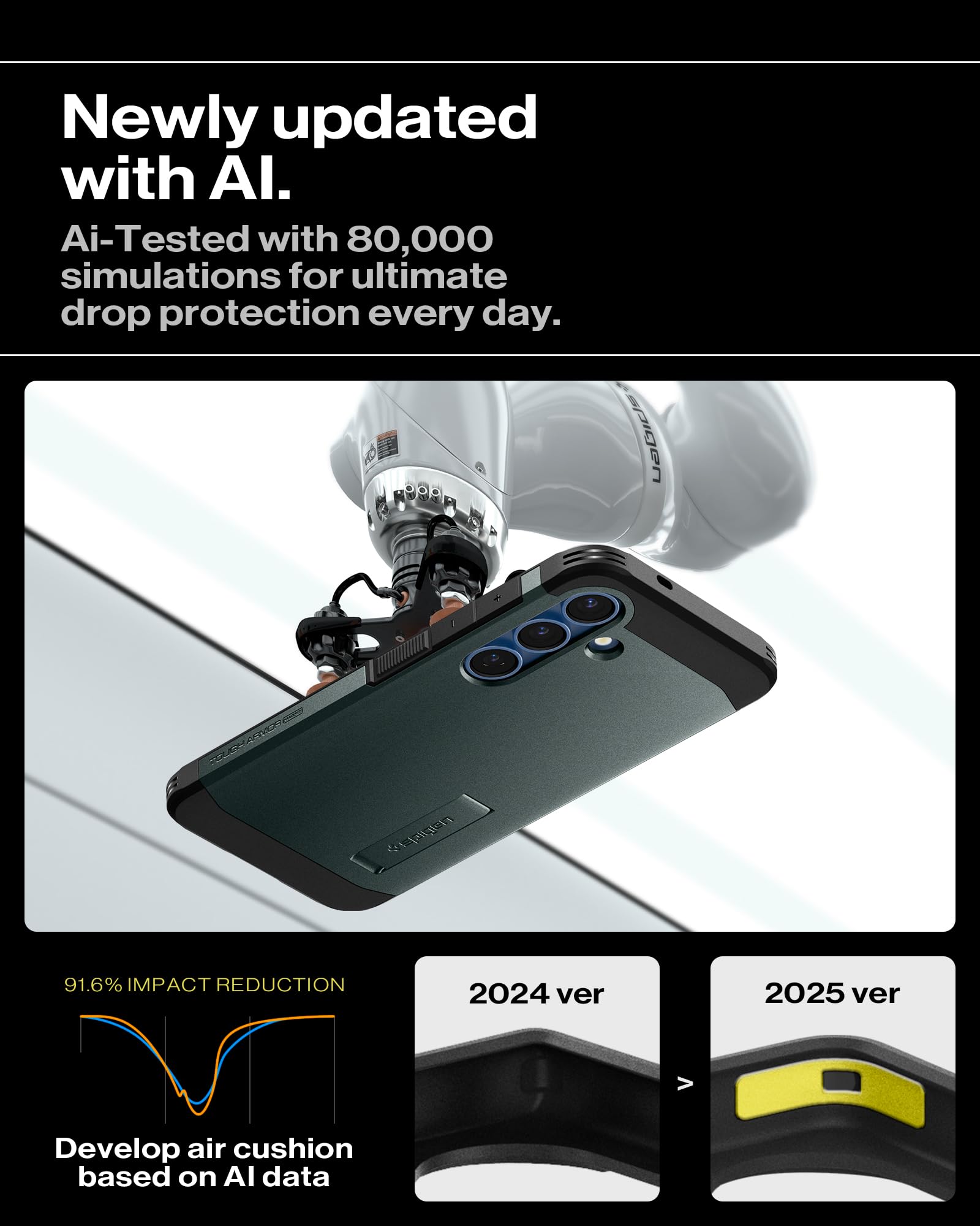 Spigen Cover Tough Armor (AI) MagFit Compatibile con Samsung Galaxy S25 - Abisso Verde