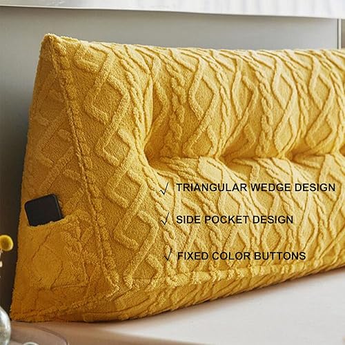 Miniatura 7 de Almohada triangular para cabecero grande, respaldo de cuña de lectura, respaldo copetudo, cojín de apoyo para sofá cama con funda extraíble, rosa,