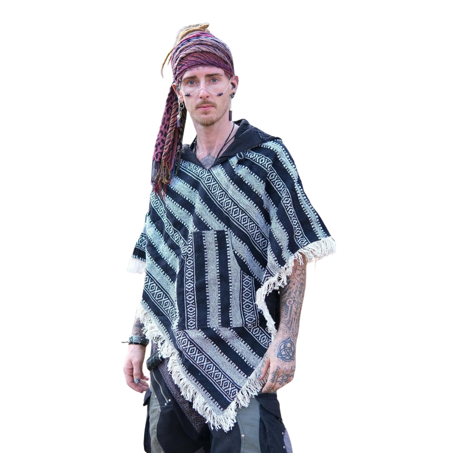 Buy CRYSTALHEAL Nepali Unisex Poncho – Thick Jacquard Aztec Design