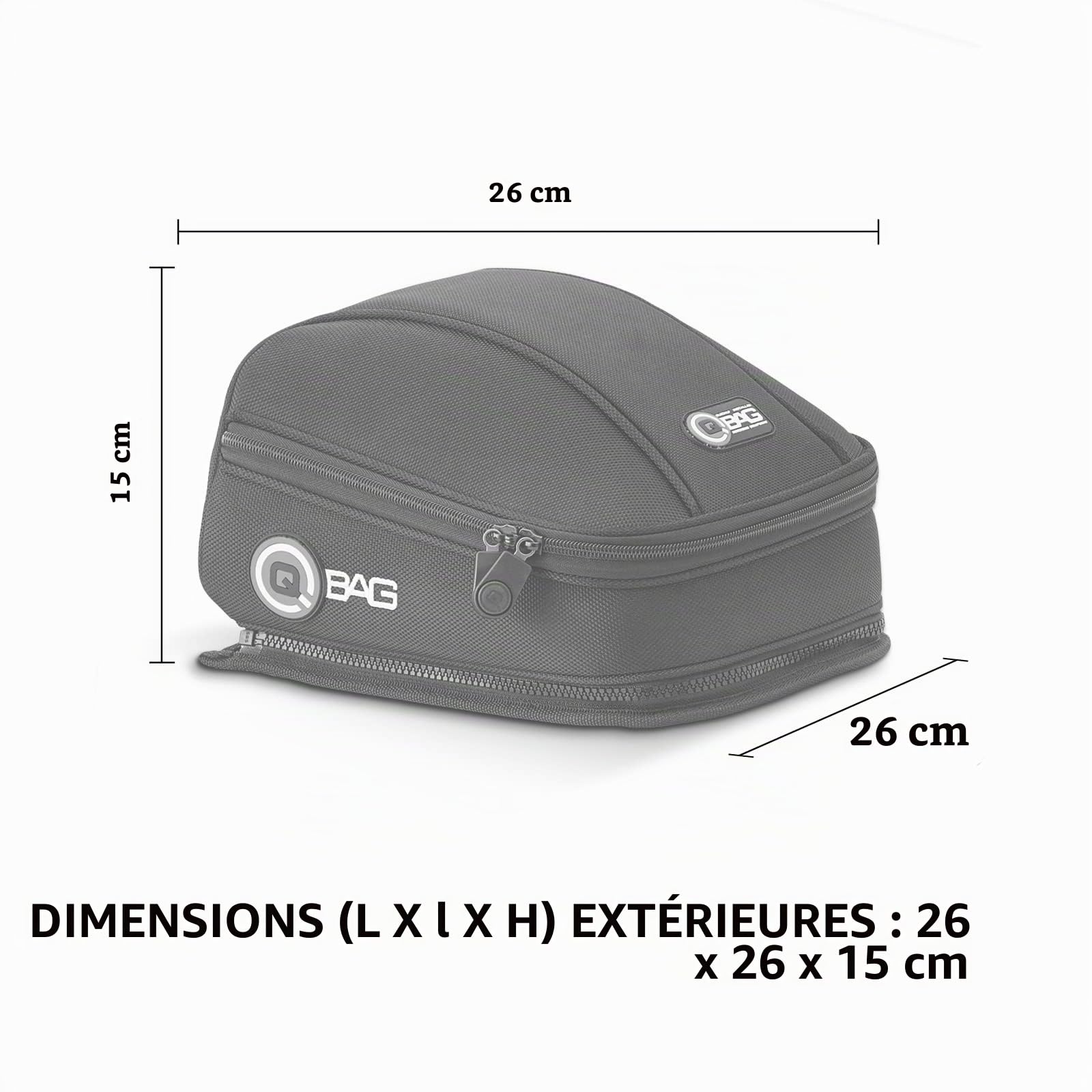 QBag Sac arrière 03 pour siège passager, porte-bagages, 5L d'espace de rangement, facile à charger/décharger, idéal pour moto, scooter, vélo, noir