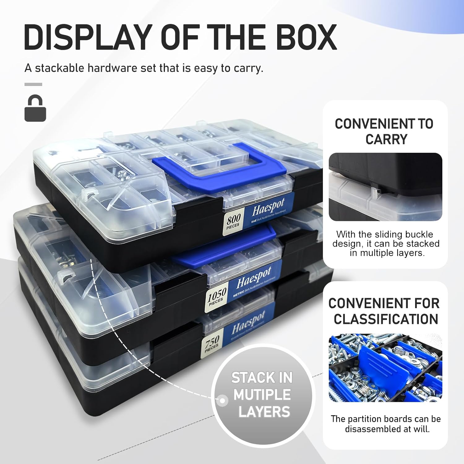 2600 Piece Bolt and Nut Hardware Assortment Kit with Diverse Bolts, Screws, Washers & Nuts–DIY-Friendly, 3-Tier Storage for Home Projects