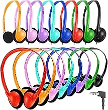 24-Pack Classroom Headphones, Wired 3.5mm, 8 Colors Bulk Headphones 25 Pack for Kids School Classroom, Wholeslae Wired Adjustable On Ear Earphones Class Set for Students Children Toddler Teens Boys Girls and Adult Computer 3.5mm Jack (HY857,25 Mixed)