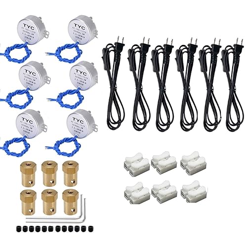Motor síncrono de 6 piezas para giradiscos de pluma 5060Hz AC100127V CCWCW 4W 0.276 in, conector de acoplamiento flexible, cable de alimentación de