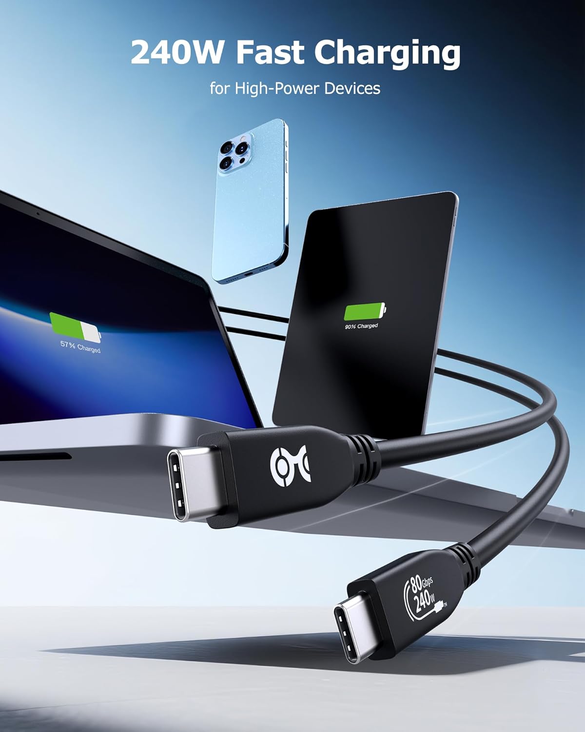 Cable Matters [USB-IF Certified] 80Gbps USB 4 Cable - 4.9ft, Supports Up to [8K@120Hz / 4K@480Hz Video, 240W Charging, 80Gbps Data Transfer] USB4 Cable, Compatible with Thunderbolt 5/4, MacBook - Image 6