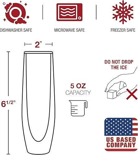 Miniatura 8 de Eparé Double Wall Stemless Champagne Flutes Glass - Set of 2 Lightweight Mimosa and Prosecco Glasses for Bridal Shower, Bridesmaid Gift - Modern