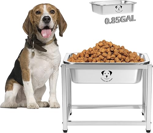 Miniatura 12 de Cuencos de acero inoxidable para perros grandes, 0.85 galones, cuencos de metal de alta capacidad para perros, cuencos de agua extra grandes para