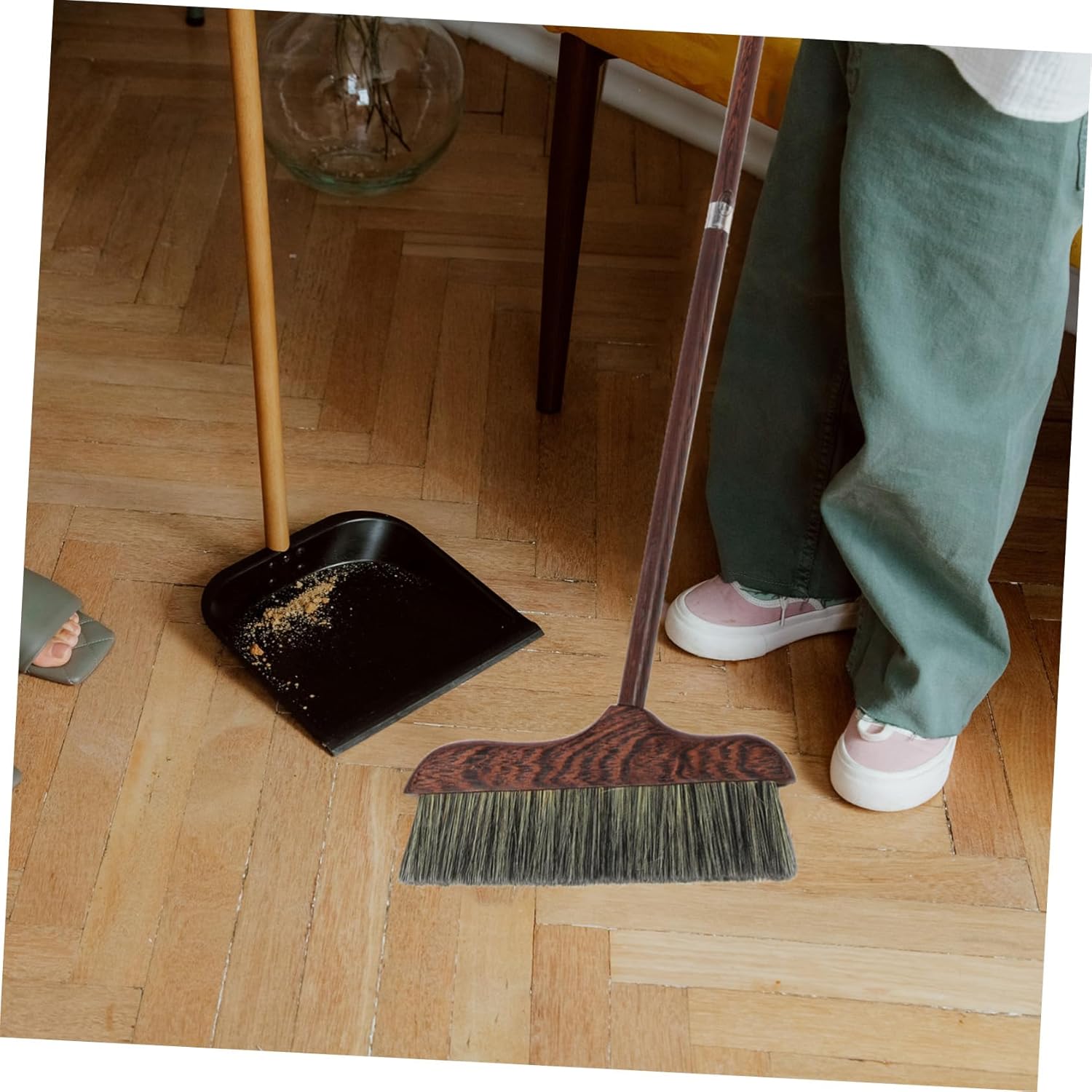 Long Handle Heavy-Duty Broom Soft Bristle for Home Cleaning Dust Removal and Floor Scraping Durable Construction for Indoor and Outdoor Use