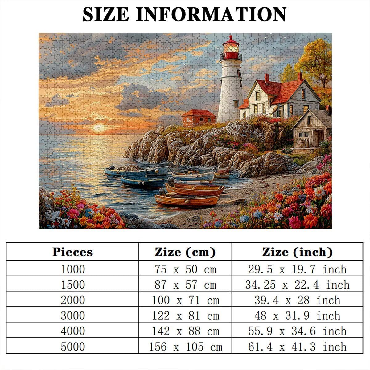 Puzzle 5000 elementów, zachód słońca, latarnia morska, 5000 elementów, drewniane puzzle dla dorosłych, wymagająca łamigłówka, gra logiczna dla całej rodziny, dekoracja pokoju, prezenty dla kobiet D-66