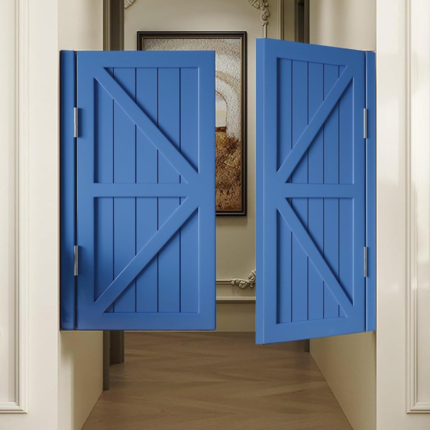 YVYKFZD Swinging Doors Cafe Door, Solid Wood Saloon Doors, Interior Double Swing Door with Metal Hinges, Auto Close(Brown,W75xH90cm(30"x36"))