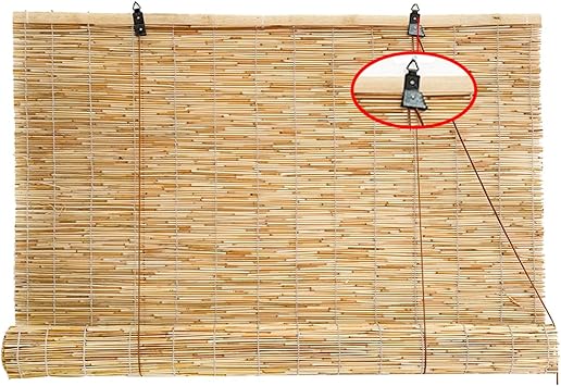 Blackout Bamboo Roll Up Shades for Indoor/outdoor Porch Patio, 18" 28" 34" 44" 55" 60" 72" 77" Wide Bamboo Roller Window Blinds Cordless Reed Woven Blinds Privacy Screen, Custom SizedBeige