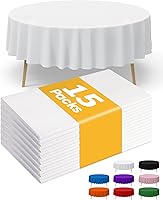 Vista 9 de Mantel de Mesa de Plástico Blanco Rectangular Paquete de 15, Mantel de 54''×108'' para Mesas de 6 pies, Mantel para Uso Desechable, Cubierta de Mesa