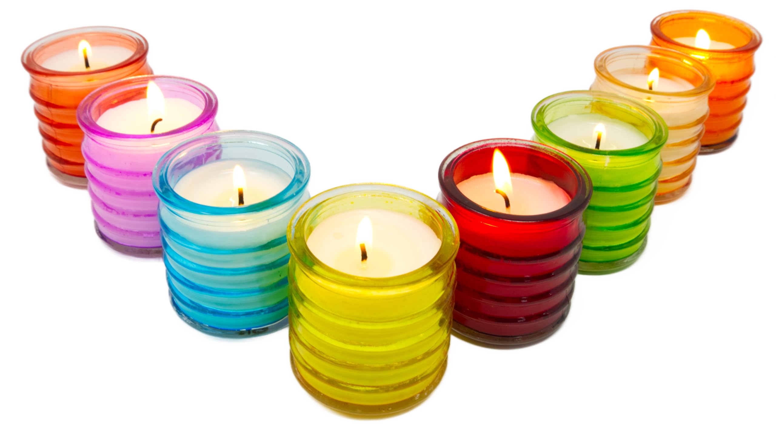 Confezione da 8 Candele alla Citronella Pura in Barattoli di Vetro Multicolor con Miscela di Cere Vegetali Naturali, 18 Ore Ciascuna Candela Senza Paraffina, Senza Plastica (8 Vasetti di Citronella)