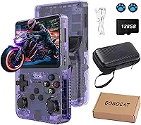R36S Console Portatil,Arkos 2.0,Mini Video Game Portatil,128GB,Mais de 39.000 jogos retrô integrados,1GB de RAM,Tela IPS de 3,5 polegadas,3500 mAh,Sistema Linux;Cor:Roxo