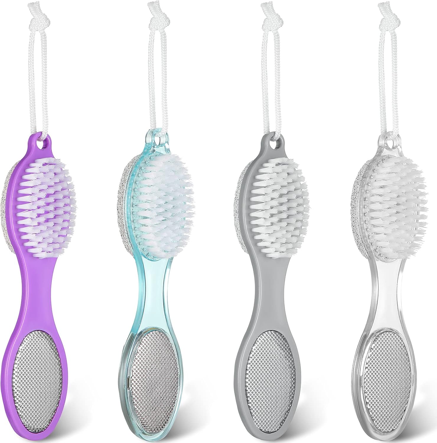 Sieral 4 Pcs Foot Scrubber 4 in 1 Feet Brush for Use in Shower with Pumice Stone, Foot Rasp and Sandpaper, Feet Scrubber Brush for Dead Skin and Shower, Skin Remover