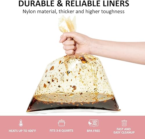 Miniatura 3 de 36 forros de olla de cocción lenta de tamaño grande de 13 x 21 pulgadas, forros desechables de nailon para ollas, bolsas de cocina multiusos sin