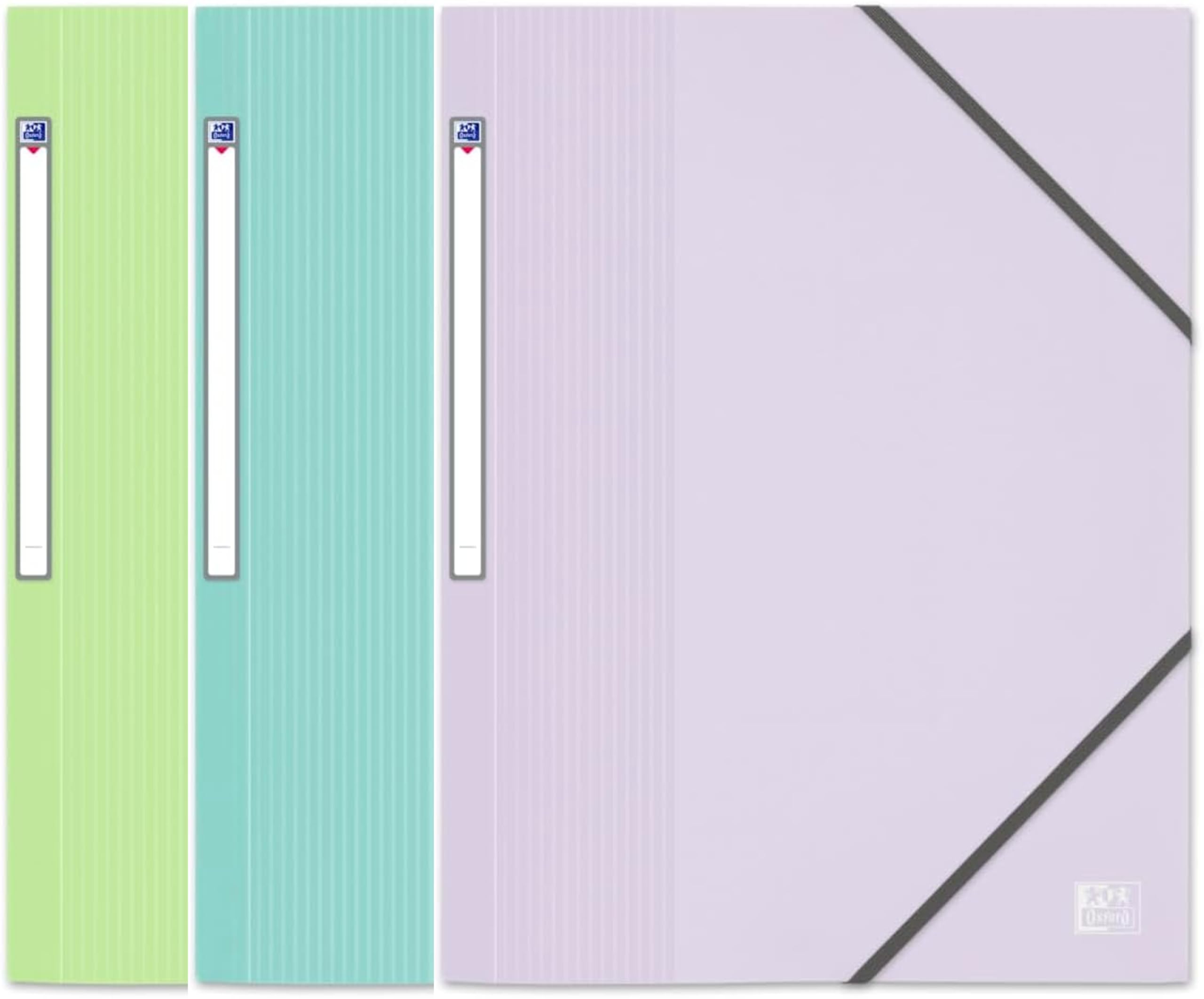 Lot de 3 Chemises A4 OXFORD School Life avec Élastique - Couleurs Pastel