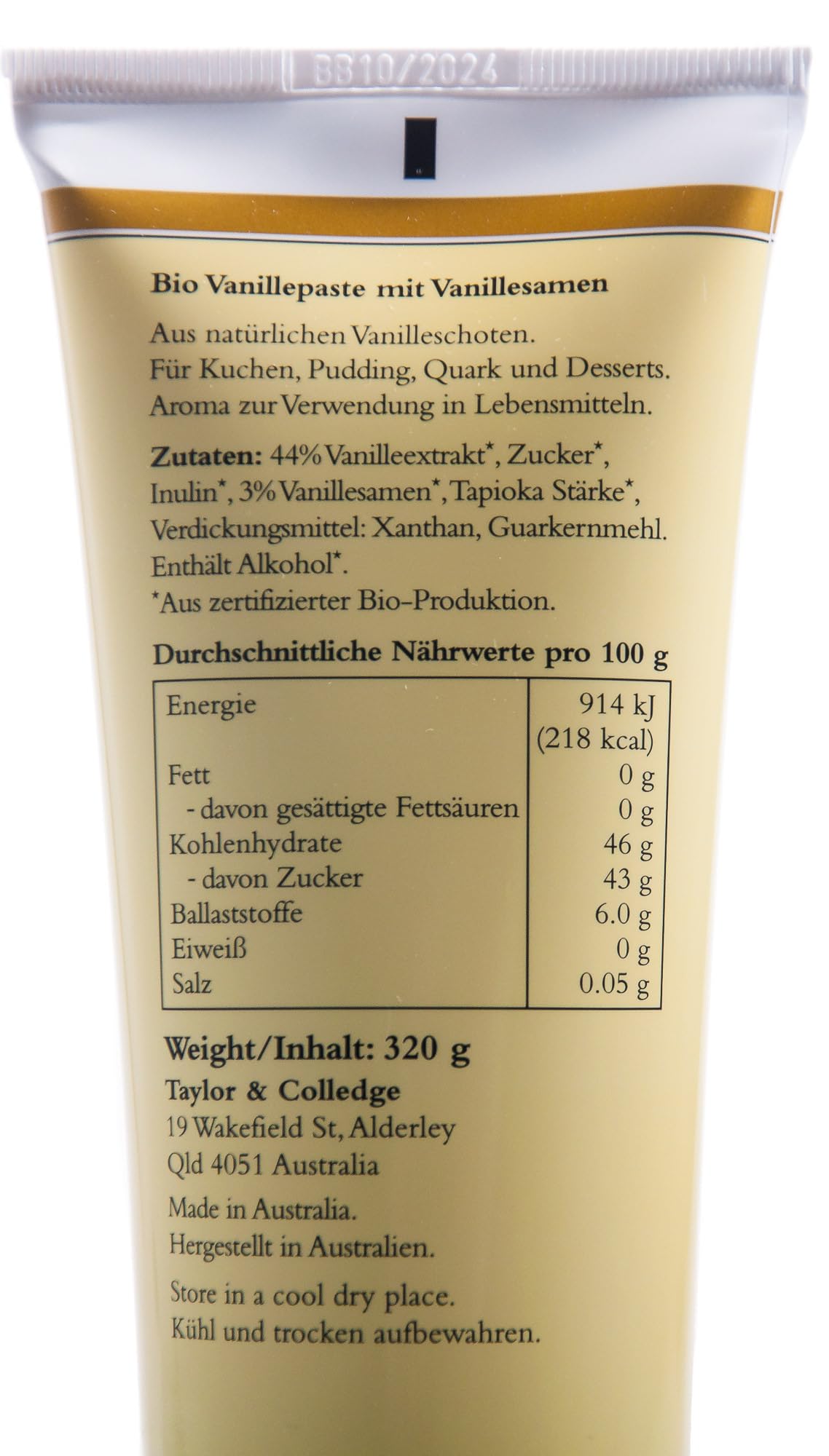 Bio Vanilla Bean Paste 100% natürliche BIO-Vanilleschoten 320g