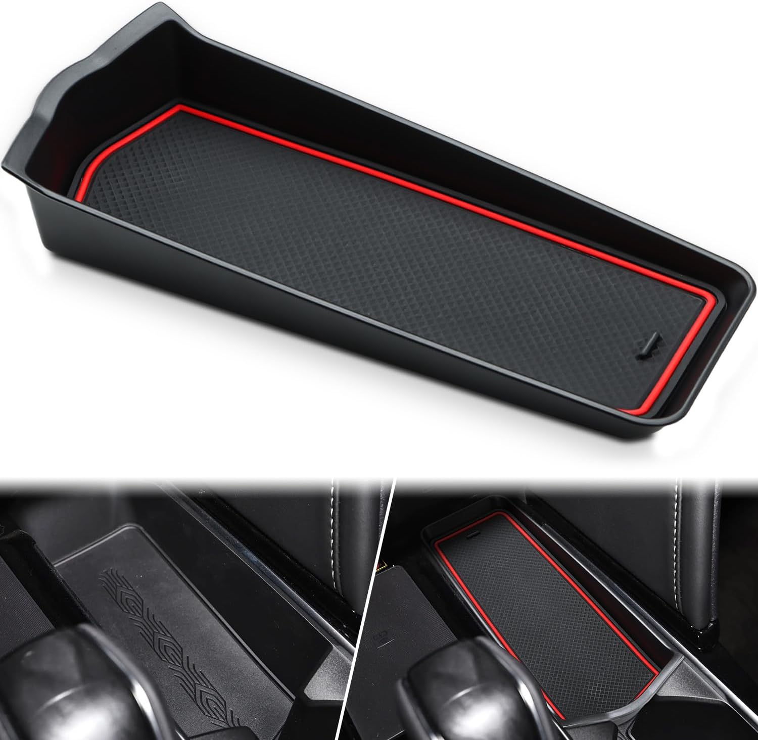 Auovo Center Console Organizer for 2025 2026 Toyota Camry Accessories with Rubber Non-Slip Mat Center Console Tray Insert Storage(Red)