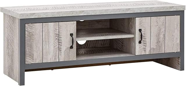 GFW Boston 2 Drawer Tv Unit, 39.2 cm Depth x 113 cm Width x 43 cm Height, Grey