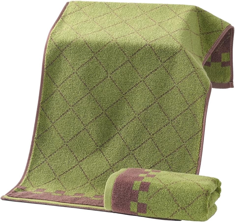 Green Hand Towel Set of 2 Super Soft 100% Cotton Towels Quick Dry Ultra Absorbent Brown Colorblock Modern Square Design Decorative Hand Towel for Bathroom 13 x 29 Inch - Image 8