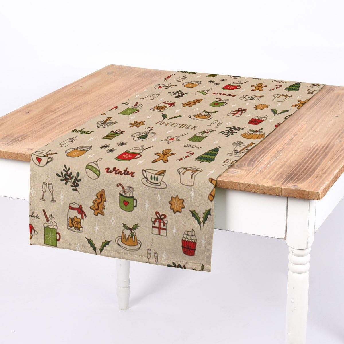 Chemin de table de Noël Doodle pour créer une ambiance de réveillon unique