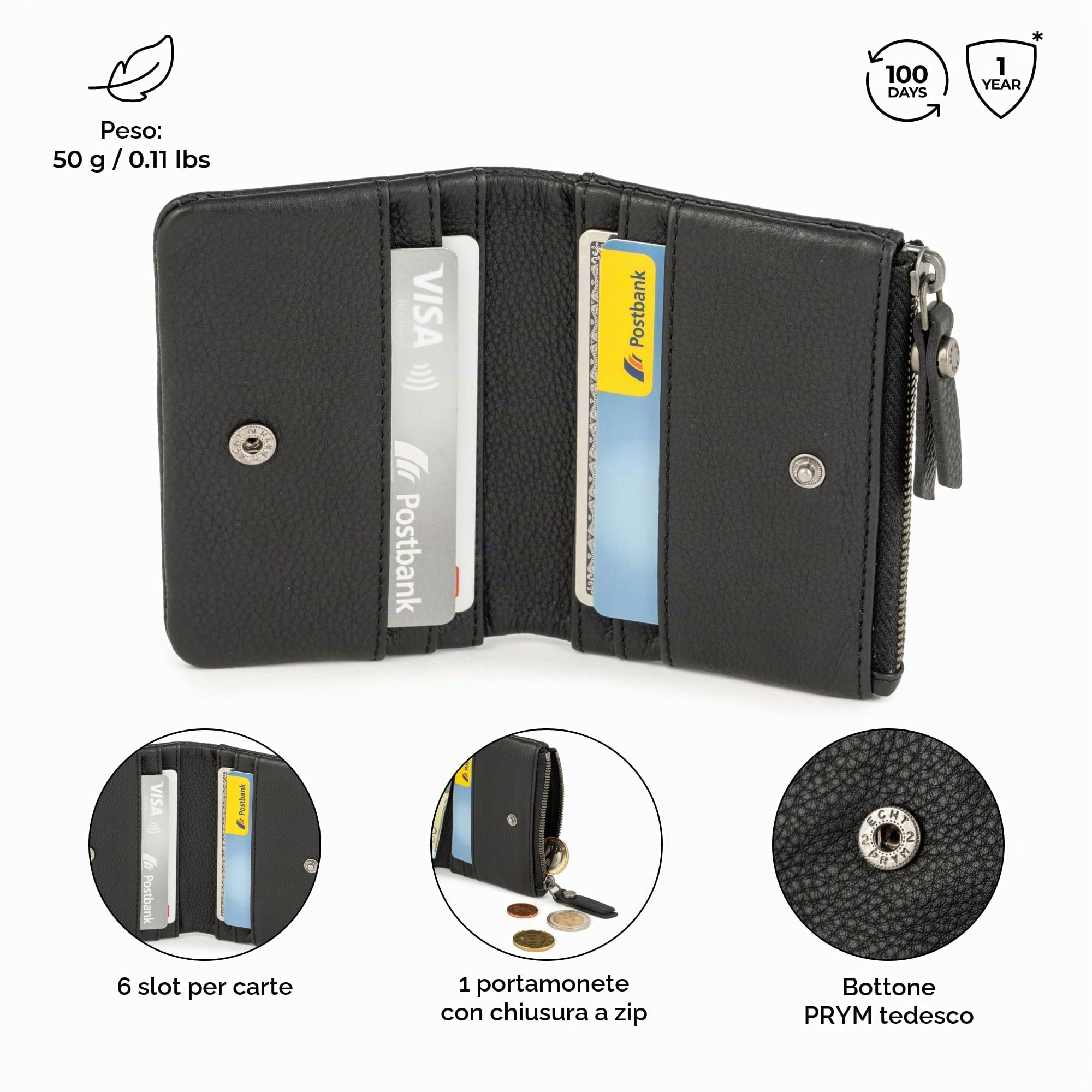 Berliner Bags Portafoglio Cleo Donna con Portamonete Slim in Pelle e RFID