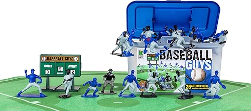 Kaskey Kids Baseball Guys, negro gris vs. azul gris, 29 piezas en cada juego, incluye 2 equipos, accesorios y estuche de almacenamiento de viaje,