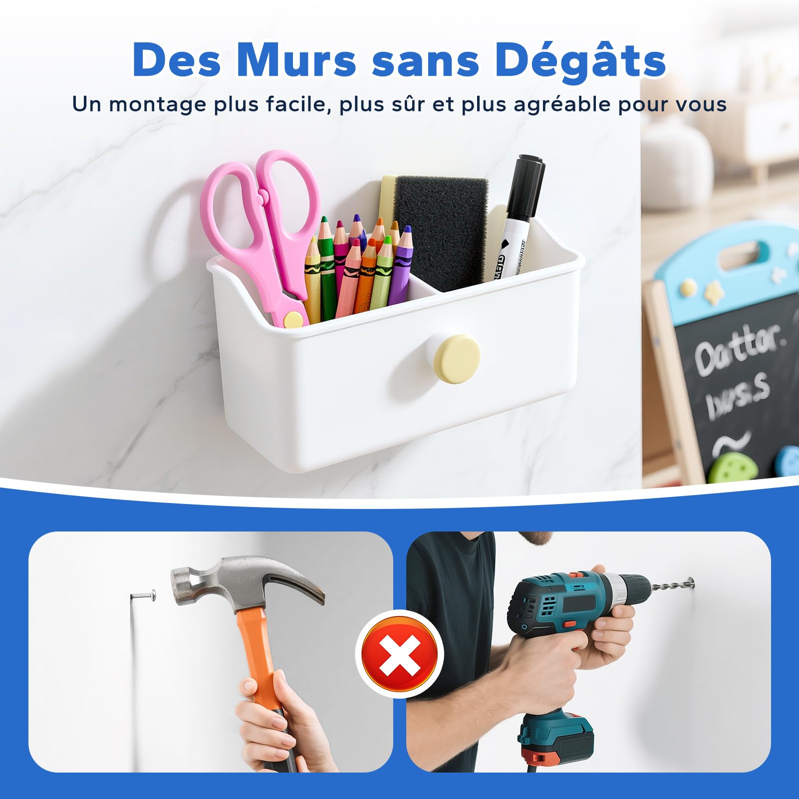 HOMMAND Adhésif Double Face Extra Fort Mousse, 40 Pièces Tampon Adhésif Imperméables Blanc