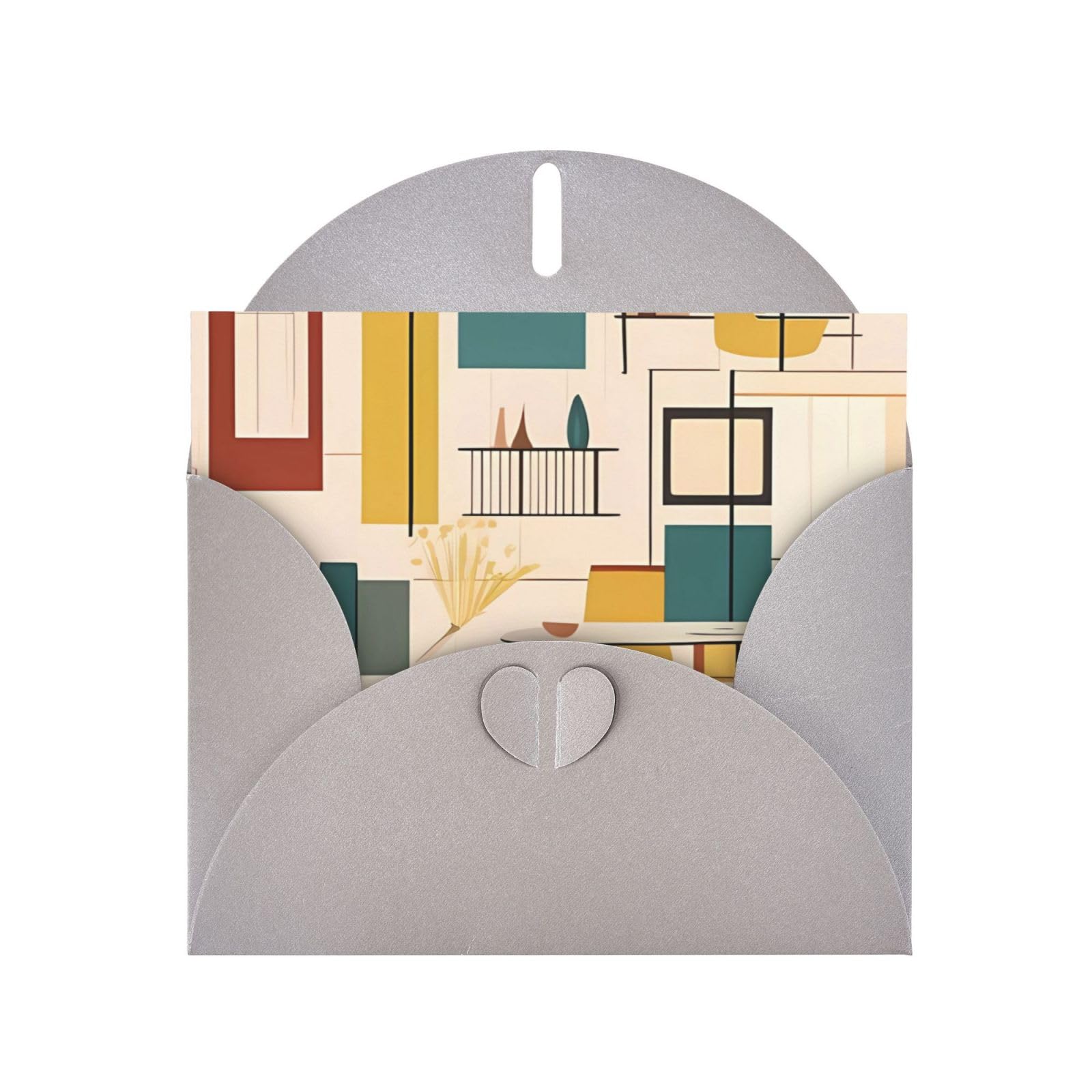 Mid Century Modern Greeting Cards with Envelopes, Unique Design Blank Note Cards 4x6 Inch Pop Up All Occasion Cards Thinking of You Card, Birthday