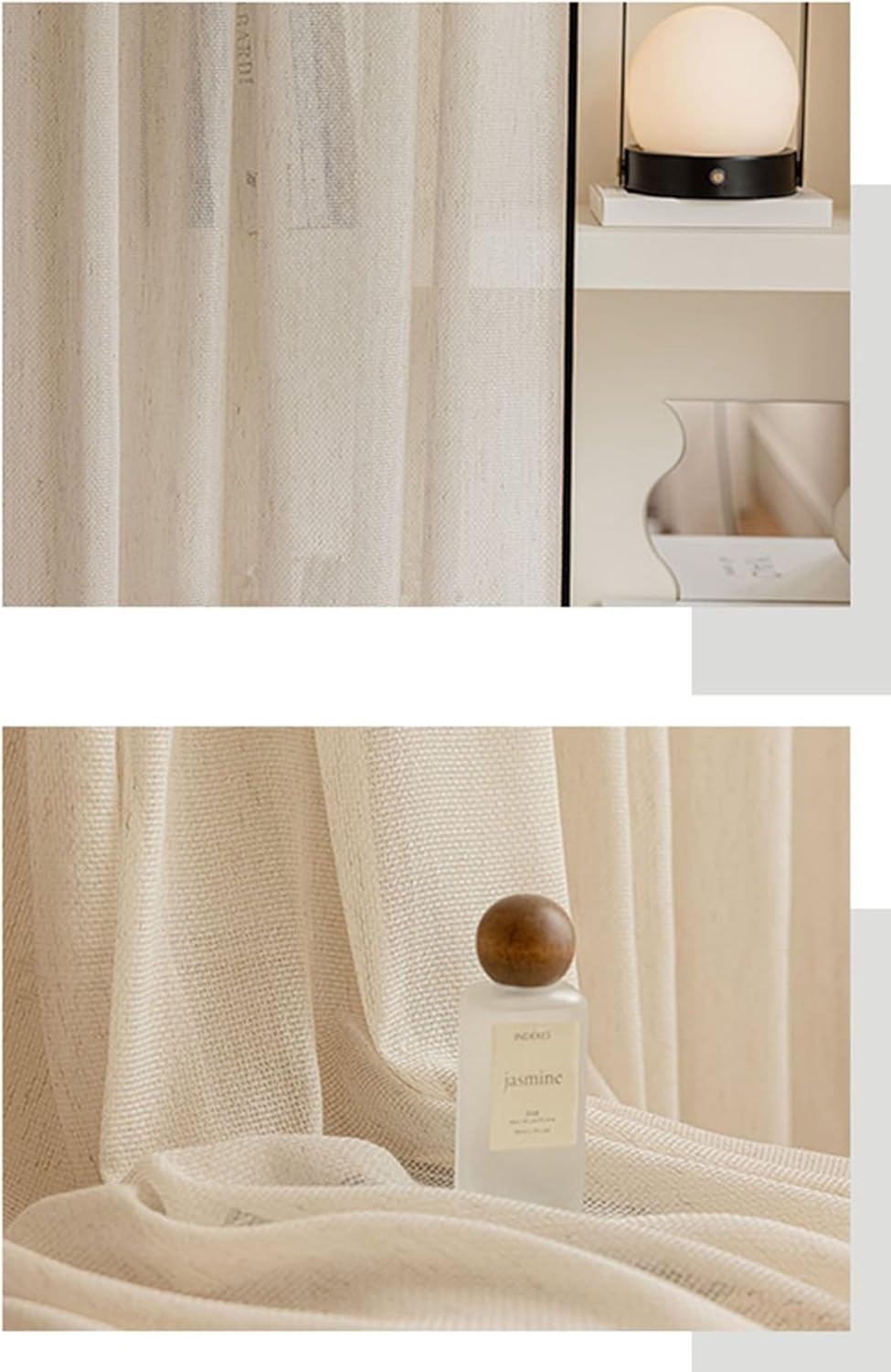 Daesar Bedroom Curtains 2 Panel Sets 72 Inch Length, Eyelet Voile Curtains Solid Color with Black Border Sheer Drapes Window Treatment for Home, Office, Living Room, 42x72 Inch Beige