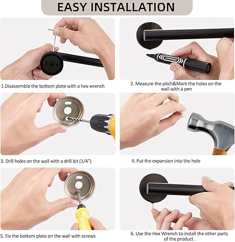 Miniatura 4 de Juego de accesorios de baño de 5 piezas, juego de toalleros de acero inoxidable SUS304, toallero de mano de 16 pulgadas, estante de papel higiénico,