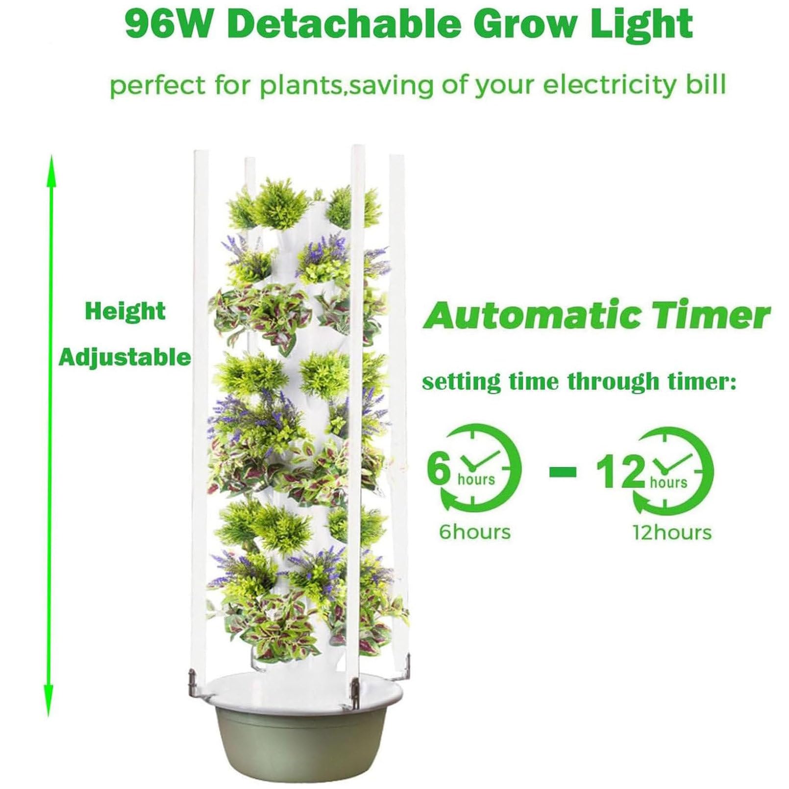 Siste-ma de Cultivo hidropónico de Torre Vertical, jardín Interior aeropónico automatizado con Luces LED, Kits de Cultivo acuapónico para jardín de Hierbas.,7Layer