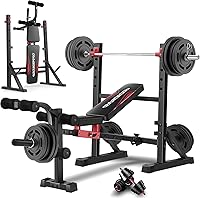 Vista 1 de OPPSDECOR 900LBS Weight Bench Set with Squat Rack Foldable Bench Press Set with Leg Extension & Leg Curl Professional Flat/Incline/Decline Workout