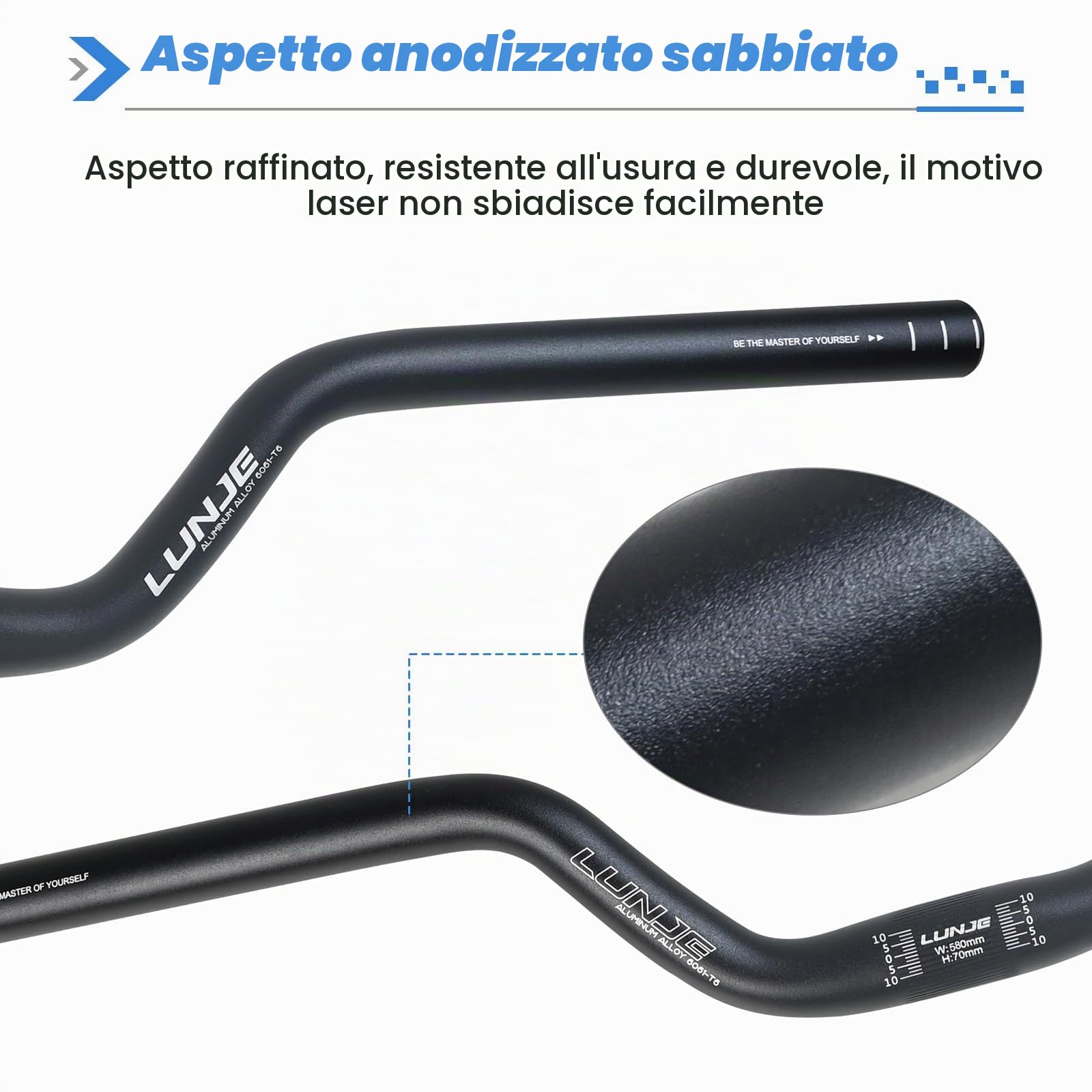 Manubrio per Bicicletta 25,4 * 580mm in Lega di Alluminio Manubrio bici 70mm Riser Bars per Bici da Strada Mountain Bike MTB