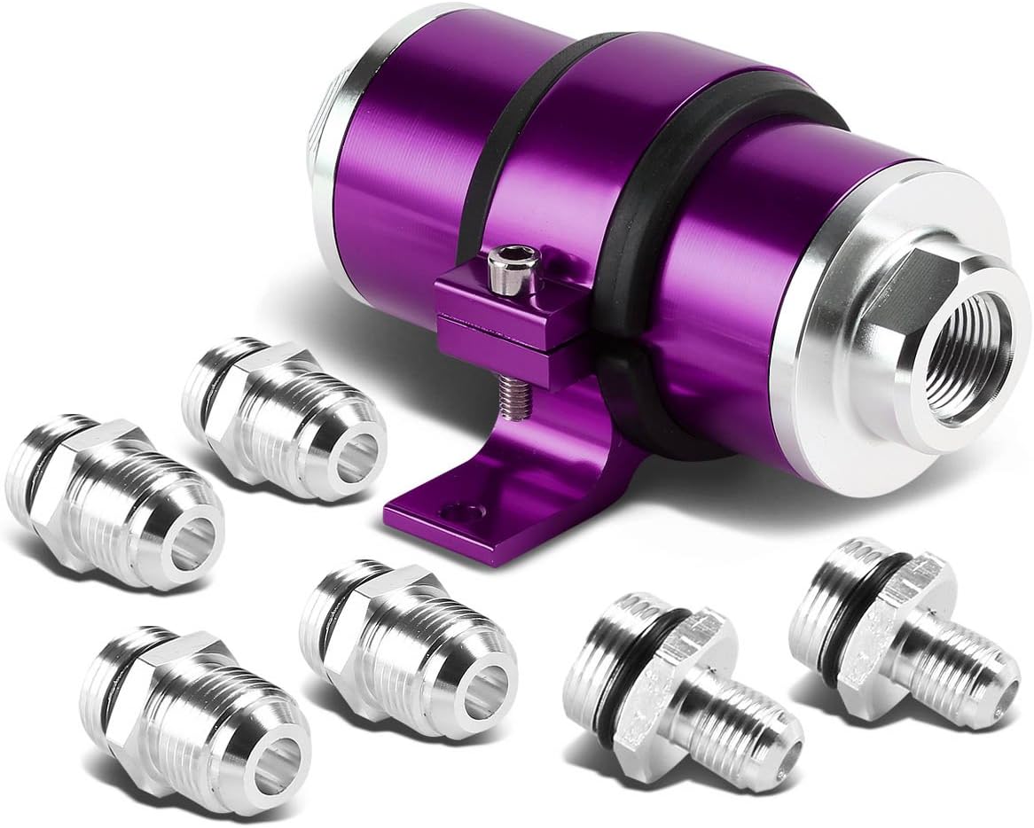 DNA Purple AN6/AN8/AN10 Billet Aluminum Inline Fuel Filter+Bracket
