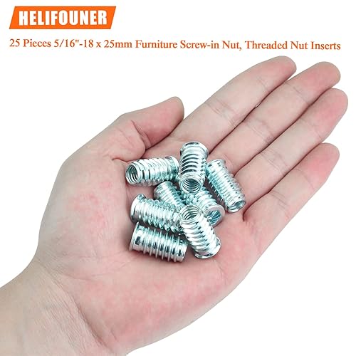 Miniatura 52 de 30 piezas de insertos roscados de 5/16"-0.709 x 0.787 in con llave hexagonal, insertos de madera, acero al carbono chapado en zinc azul