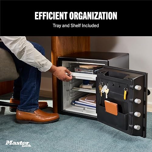 Miniatura 6 de Master Lock Caja fuerte resistente al fuego e impermeable negra con esfera combinada, 1.23 pies cúbicos, STW123DUB