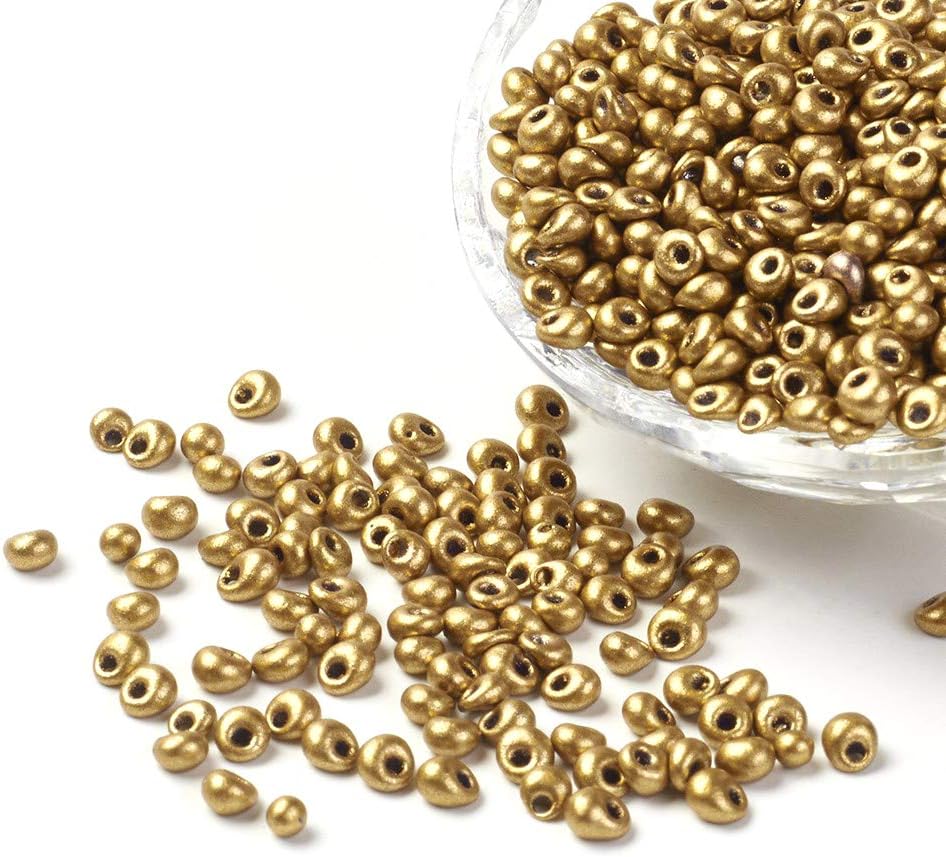 Craftdady 7500Pcs Opaque Fringe Seed Beads Glass Tear Drop Tiny Loose Beads 4-5mm for Craft Jewelry Making (Goldenrod)