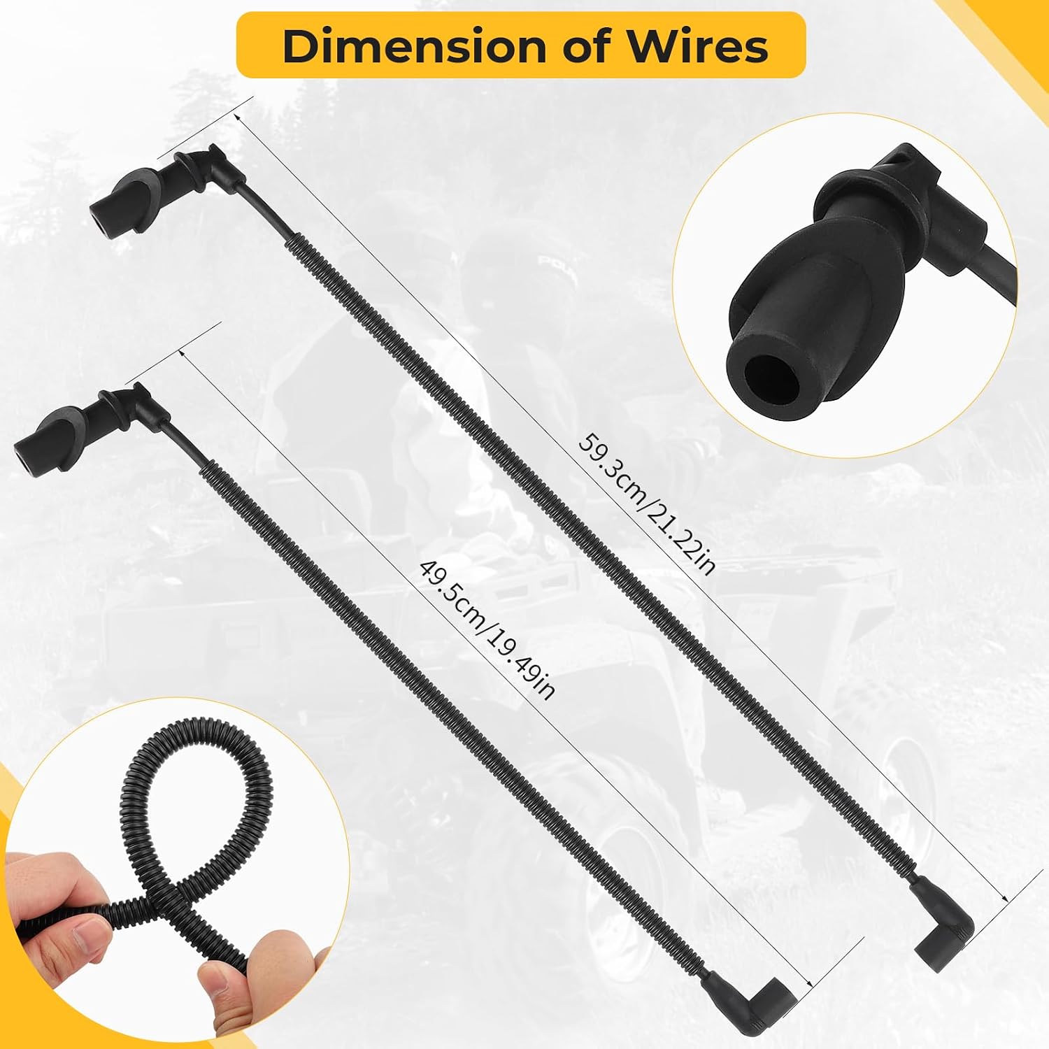Ignition Coil Spark Plug Cap & Wire for Polaris Sportsman 700 EFI 2004 Sportsman 800 6x6 Big Boss 2009-2014 Sportsman 800 Ranger 700 2005-2009 Ranger 800 2010 4012439 4011365 4011060 4011364 4012438