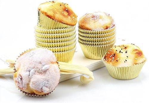 Vista 7 de Gifbera Moldes Estándar para Cupcakes de Lámina Dorada, Envoltorios Metálicos para Hornear, 200